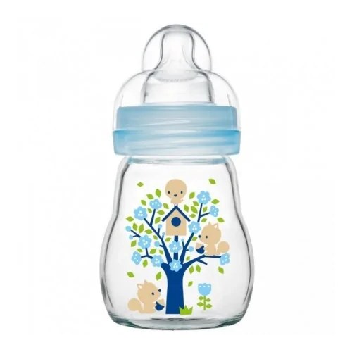 MAM BIBERON EN VERRE FEEL GOOD 1ER AGE BLEU 170ML