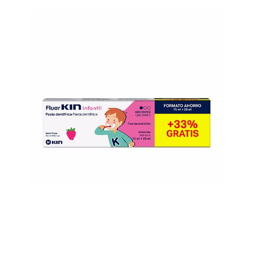 Kin Fluor Dentifrice Pates Enfant Fraise 75ml+ 25ml Gr