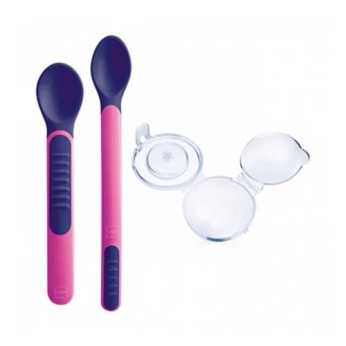 MAM 2 CUILLÈRES THERMO SENSIBLES + ÉTUI COULEUR VIOLETTE 6+ MOIS