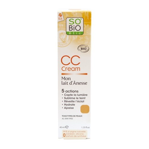 SO BIO CC CREAM 5 ACTIONS - TEINTE UNIVERSELLE  40ml AU LAIT D'ANESSE