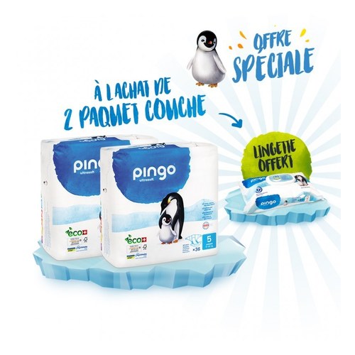 PINGO PACK 2 PAQUET JUNIOR TAILLE 5 + LINGETTE OFFERT