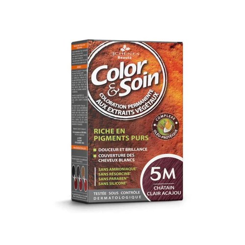 LES 3 CHENES Color & Soin Coloration permanente Extraits végétaux  5M châtain clair acajou