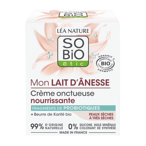 So Bio CRÈME ONCTUEUSE NOURRISSANTE - POUR LES PEAUX SÈCHES ET TRÈS SÈCHES au lait d'anesse