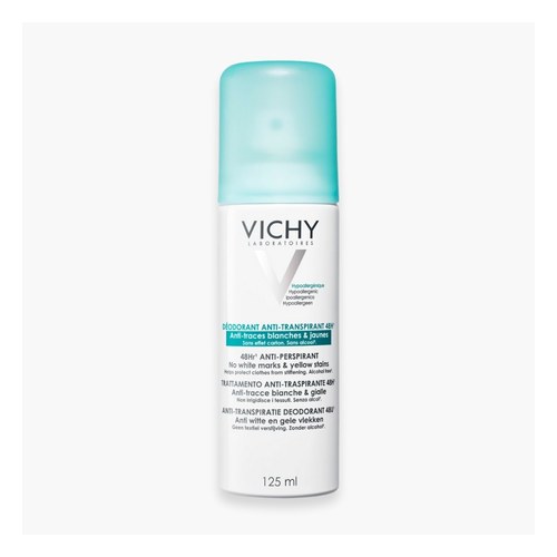 VICHY DEODORANT ANTI-TRANSPIRANT 48H AEROSOL 125ml ANTI-TRACES JAUNES ET BLANCHES