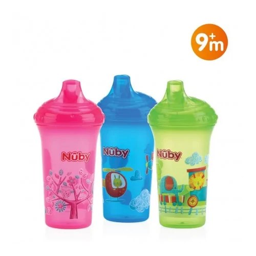 NUBY Gobelet anti-goutte imprimé en PP à Bec rigide et couverle 270ml  +9mois - ID10366