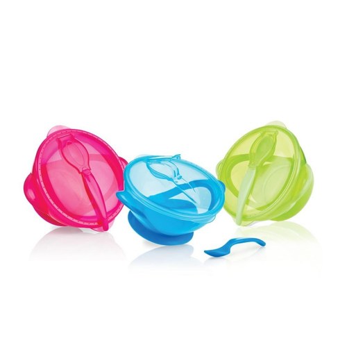 Nuby Assiette profonde avec ventouse et couvercle +9 mois Réf : ID5322