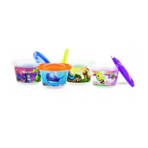 NUBY Lot de 6 bols PIC-NIQUE petit modèle  118ml  avec couvercle +3 mois - ID94044