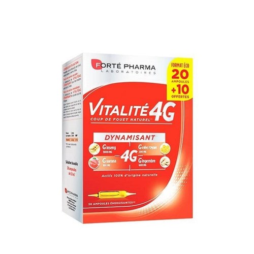 FORTE PHARMA VITALITÉ 4 G DYNAMISANT 30 AMPOULES FORMAT ÉCO (20 + 10 OFFERTES)