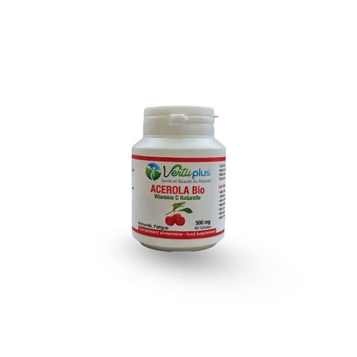 VERTU PLUS ACEROLA BIO VITAMINE C NATURELLE 500 MG 60 GÉLULES