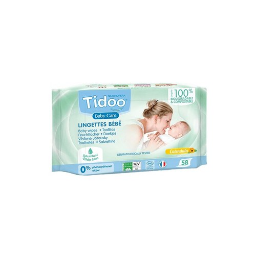 Tidoo Lingettes Compostables au calendula et Parfum Naturel X58