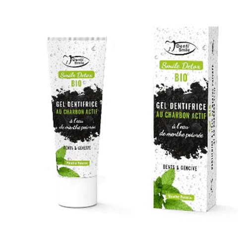 Denti Smile Detox Bio Gel Dentifrice Au Charbon Actif Menthe Poivrée 75 Ml