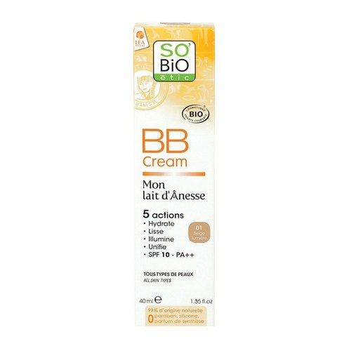 So Bio  BB CREAM 5en1 - N°1 BEIGE LUMIÈRE BIO AU LAIT D'ANESSE 40ml
