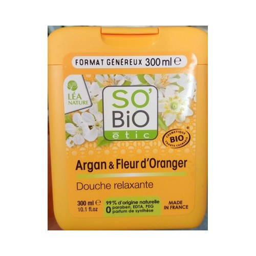 So Bio  DOUCHE CRÈME NUTRITION SATIN A L'ARGAN ET FLEUR D'ORANGER 300ML