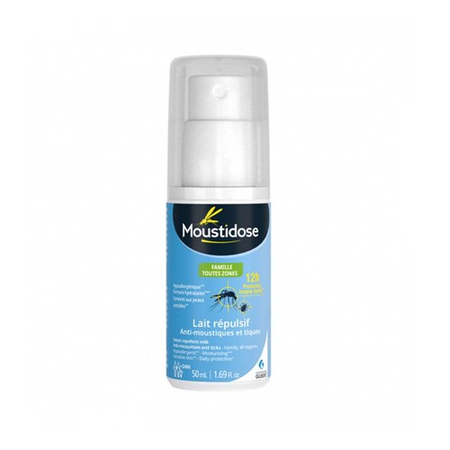 MOUSTIDOSE LAIT RÉPULSIF 25% ICARIDINE FAMILLE, DÉS 6 MOIS PEAUX SENSIBLES 50 ML