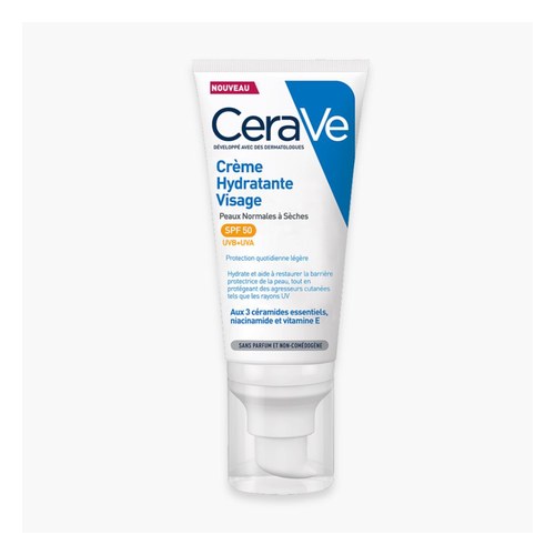 CeraVe Crème Hydratante Visage SPF50 Peaux Normales À Sèches  40ml